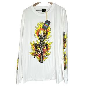 Teddy Fresh Up In Flames Bear Long Sleeve Shirt size 2X NWT